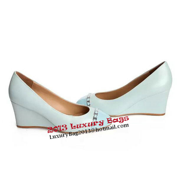 Ferragamo Wedges Calfskin Leather FL567 Light Green