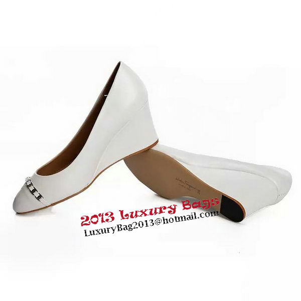 Ferragamo Wedges Calfskin Leather FL567 White