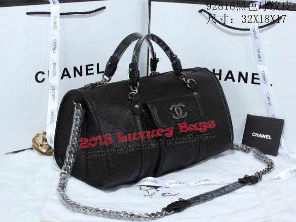 Chanel Bowling Handbags Cannage Patterns Leather A92818 Black