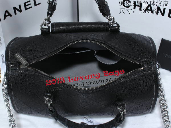 Chanel Bowling Handbags Cannage Patterns Leather A92818 Black