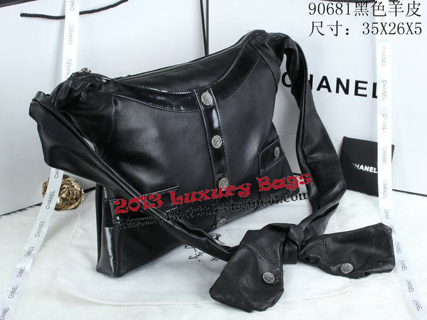 Girl Chanel Bag Lamskin Leather A90681 Black