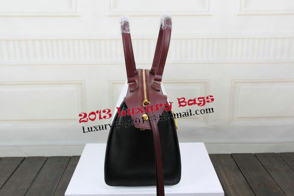 Celine Ring Bag Smooth Calfskin Leather 176203 White&Black&Maroon