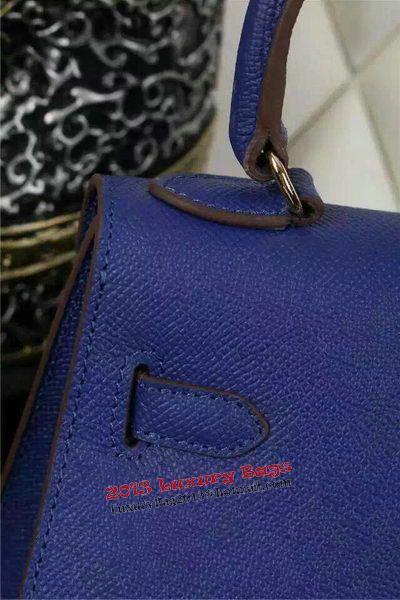 Hermes Kelly 20cm Tote Bag Litchi Leather K20 Blue