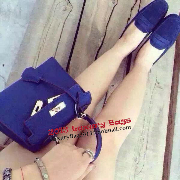 Hermes Kelly 20cm Tote Bag Litchi Leather K20 Blue