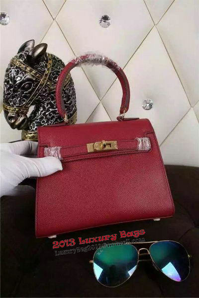 Hermes Kelly 20cm Tote Bag Litchi Leather K20 Burgundy