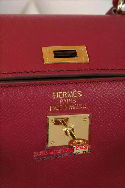 Hermes Kelly 20cm Tote Bag Litchi Leather K20 Burgundy