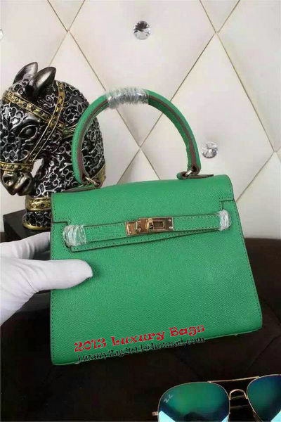 Hermes Kelly 20cm Tote Bag Litchi Leather K20 Green