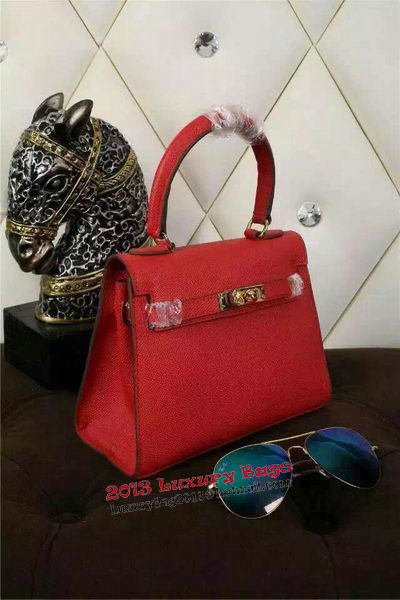 Hermes Kelly 20cm Tote Bag Litchi Leather K20 Red