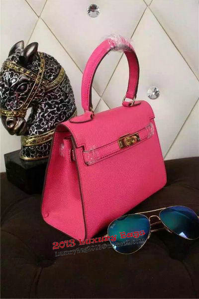 Hermes Kelly 20cm Tote Bag Litchi Leather K20 Rose