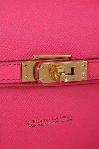 Hermes Kelly 20cm Tote Bag Litchi Leather K20 Rose