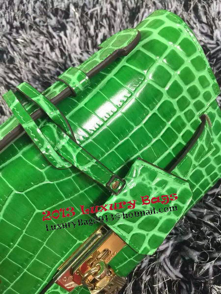 Hermes Kelly Clutch Bag Croco Leather K2651 Green