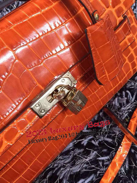 Hermes Kelly Clutch Bag Croco Leather K2651 Orange