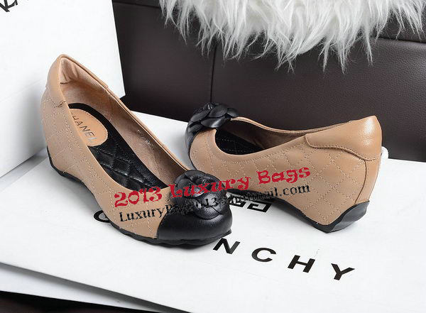 Chanel Ballerina Flat Sheepskin Leather CH1202 Apricot&Black