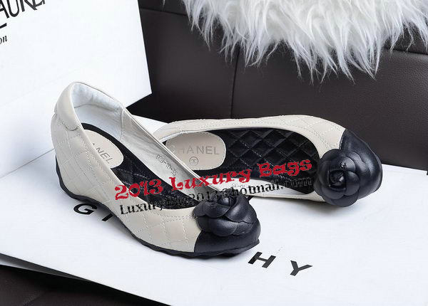 Chanel Ballerina Flat Sheepskin Leather CH1202 White&Black