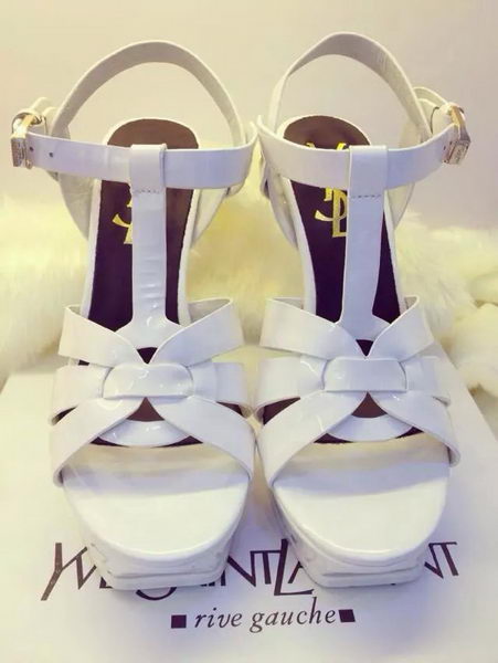 Yves Saint Laurent 130mm Pump Sandals Patent YSL265LWR White