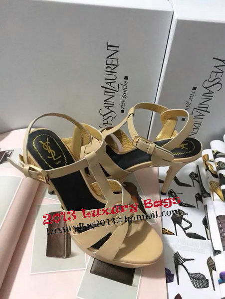 Yves Saint Laurent 130mm Pump Sandals Sheepskin YSL256LWR Apricot