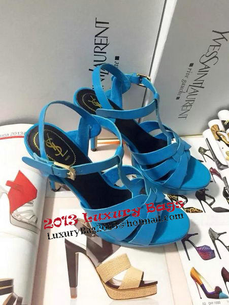 Yves Saint Laurent 130mm Pump Sandals Sheepskin YSL256LWR Blue