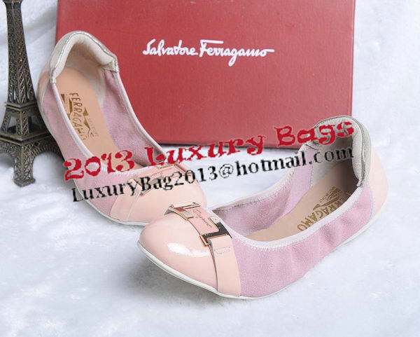 Ferragamo Ballerina Flat Suede Leather FL0579YF Pink