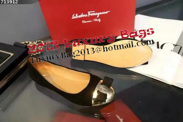 Ferragamo Ballerina Flat Suede Leather FL0599DON Black