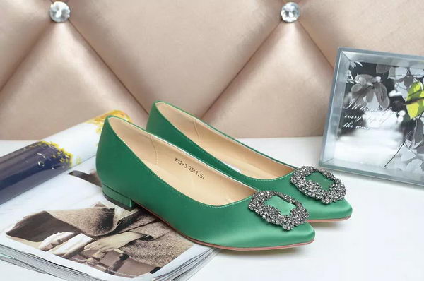 Manolo Blahnik Ballerina Satin Canvas MB077 Green