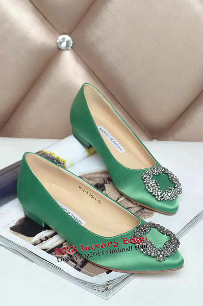 Manolo Blahnik Ballerina Satin Canvas MB077 Green