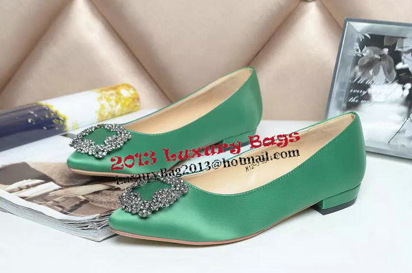 Manolo Blahnik Ballerina Satin Canvas MB077 Green