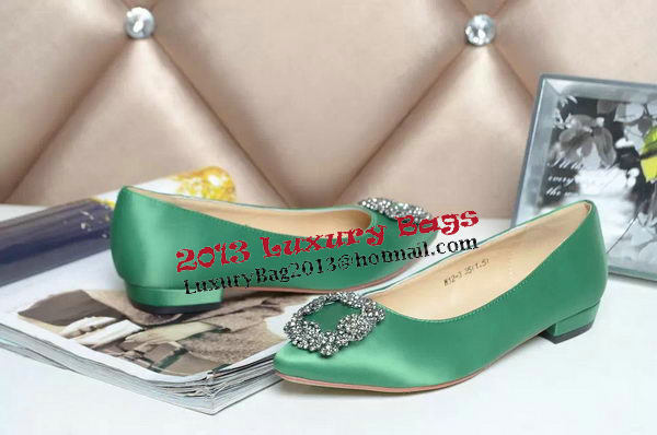 Manolo Blahnik Ballerina Satin Canvas MB077 Green