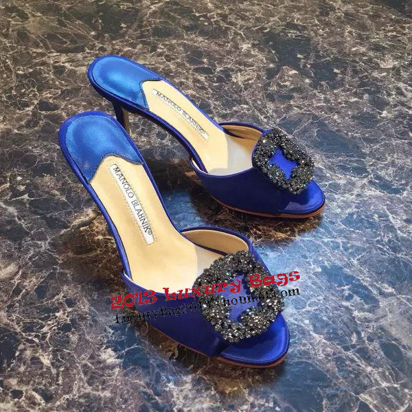 Manolo Blahnik Sandals Satin Canvas MB091 Blue