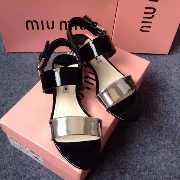 miu miu Sandal Patent Leather MM331 Black&White