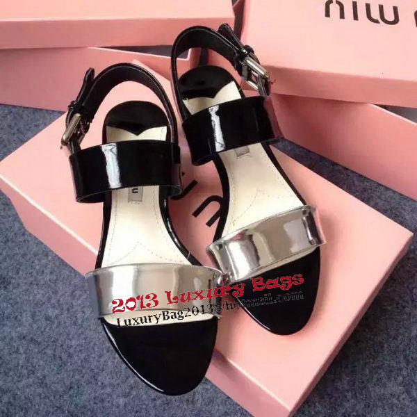 miu miu Sandal Patent Leather MM331 Black&White