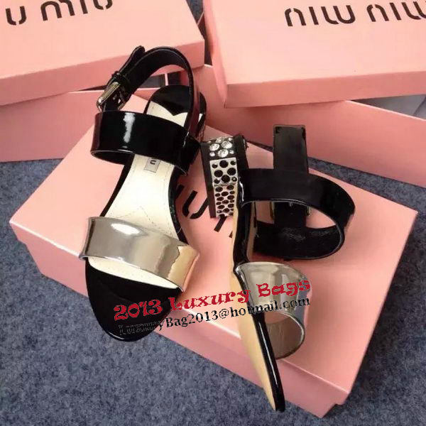 miu miu Sandal Patent Leather MM331 Black&White