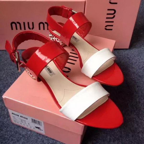 miu miu Sandal Patent Leather MM331 White&Red