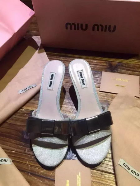 miu miu Slipper Leather MM339 Silver