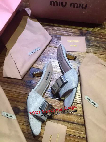 miu miu Slipper Leather MM339 Silver