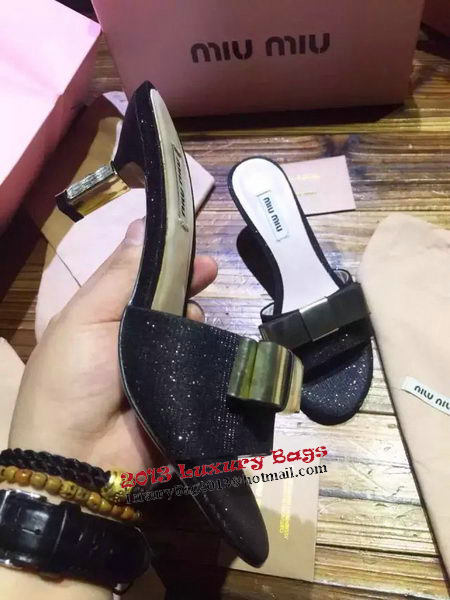 miu miu Slipper Leather MM340 Black