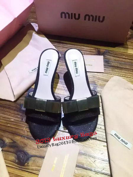 miu miu Slipper Leather MM340 Black