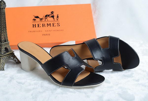 Hermes Sandals Leather HO0425 Black