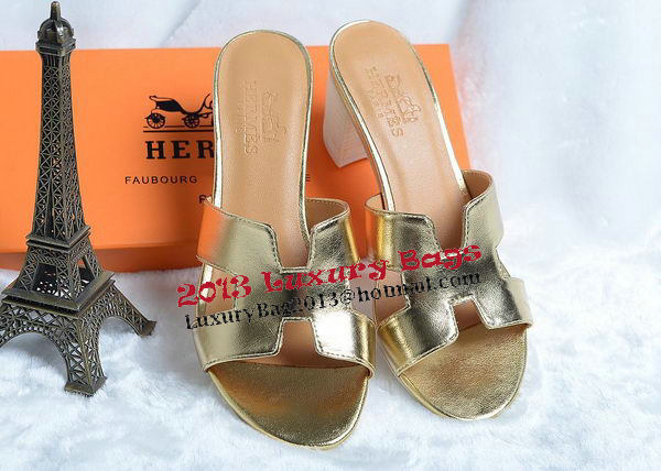 Hermes Sandals Leather HO0425 Gold