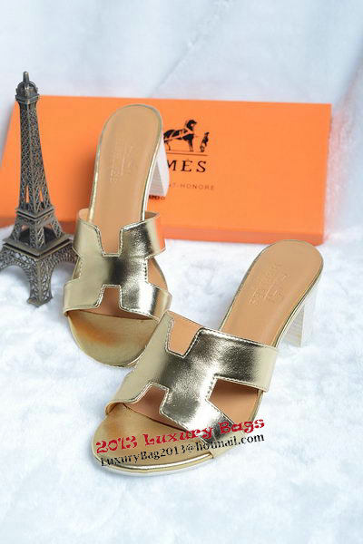 Hermes Sandals Leather HO0425 Gold