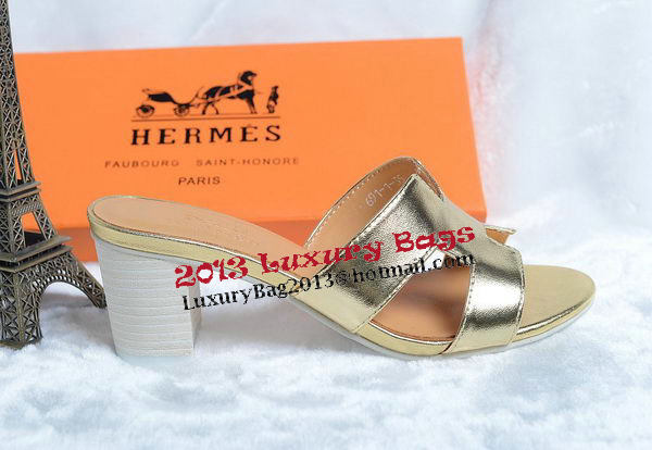 Hermes Sandals Leather HO0425 Gold