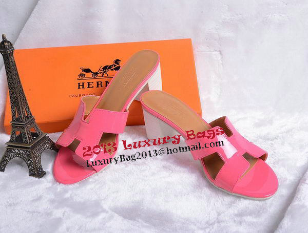 Hermes Sandals Patent Leather HO0438 Rose