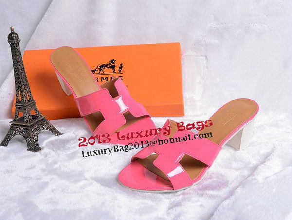 Hermes Sandals Patent Leather HO0438 Rose