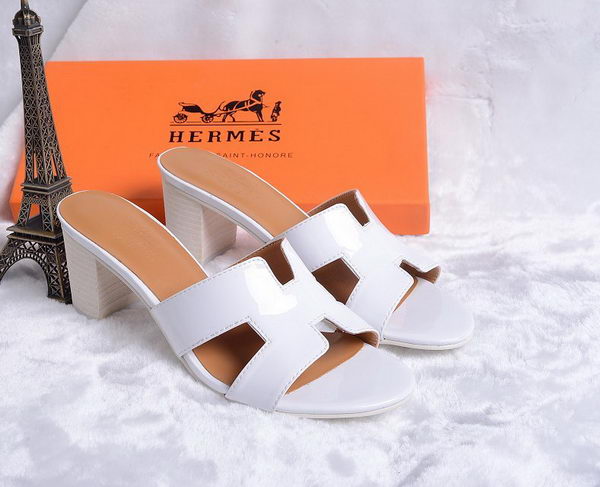 Hermes Sandals Patent Leather HO0438 White