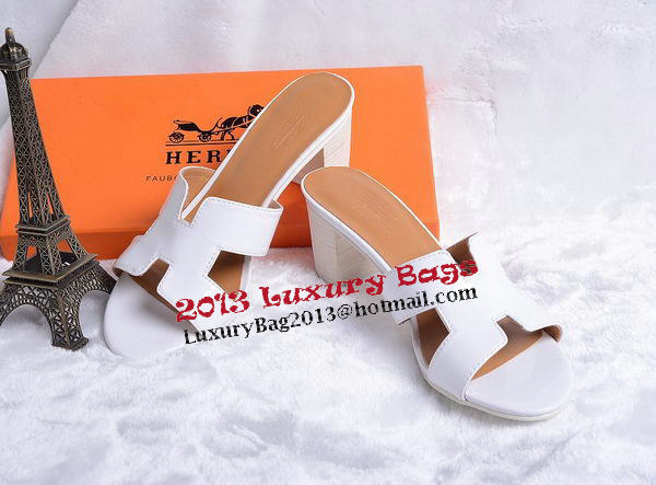 Hermes Sandals Patent Leather HO0438 White