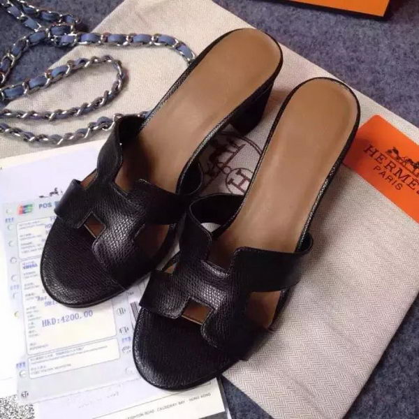 Hermes Sandals Togo Leather HO0471 Black