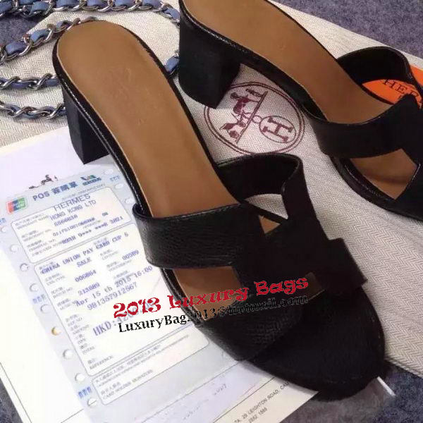 Hermes Sandals Togo Leather HO0471 Black