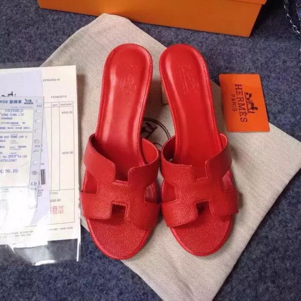 Hermes Sandals Togo Leather HO0471 Red