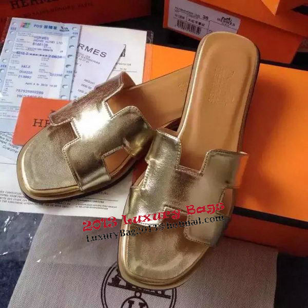 Hermes Slipper Calfskin Leather HO0476 Gold