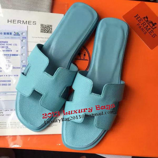 Hermes Slipper Calfskin Leather HO0476 Light Blue