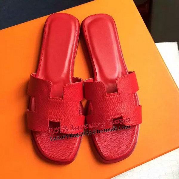 Hermes Slipper Calfskin Leather HO0476 Red